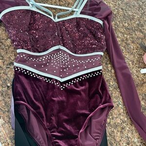 Elegant Burgundy Leotard with Sequins